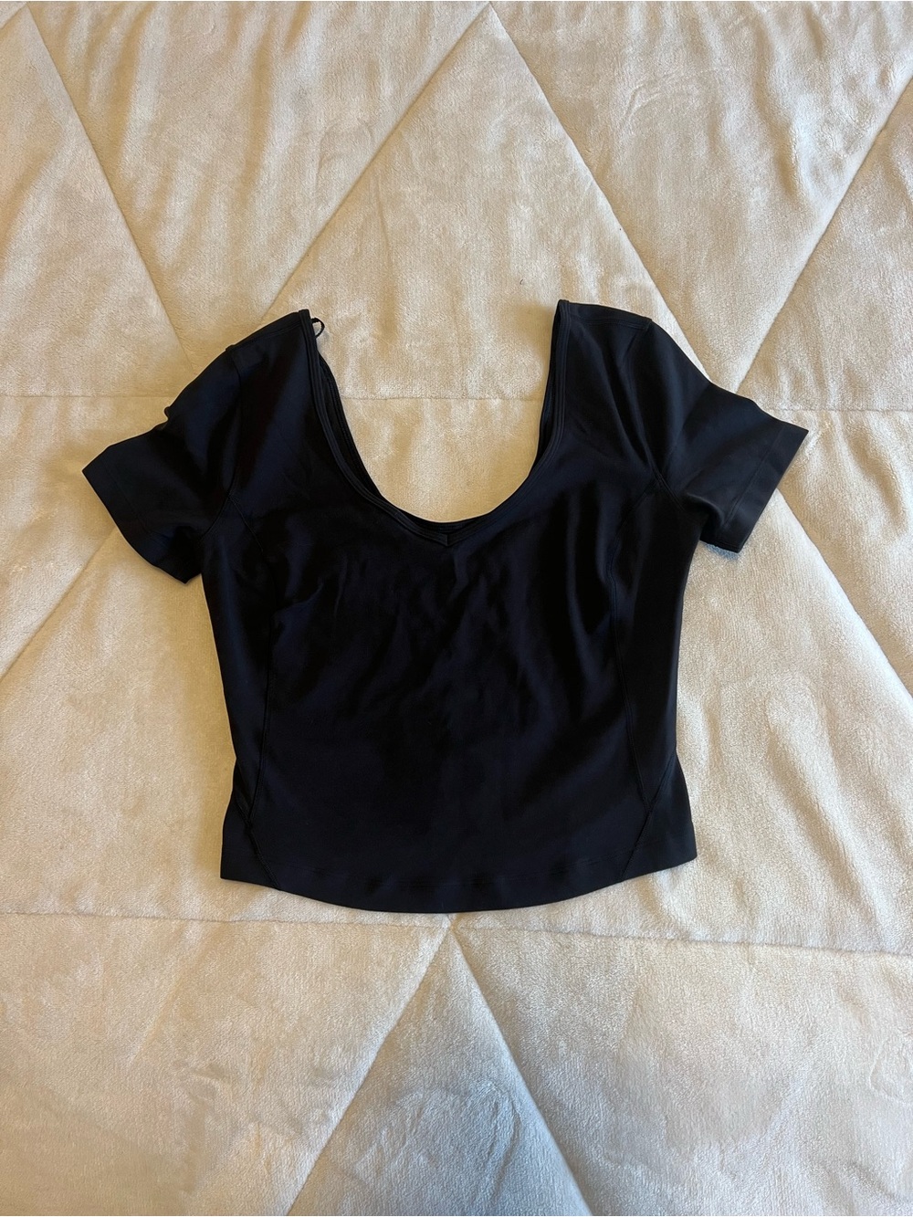lululemon athletica Black Scoop-Neck Short Sleeve Crop Top